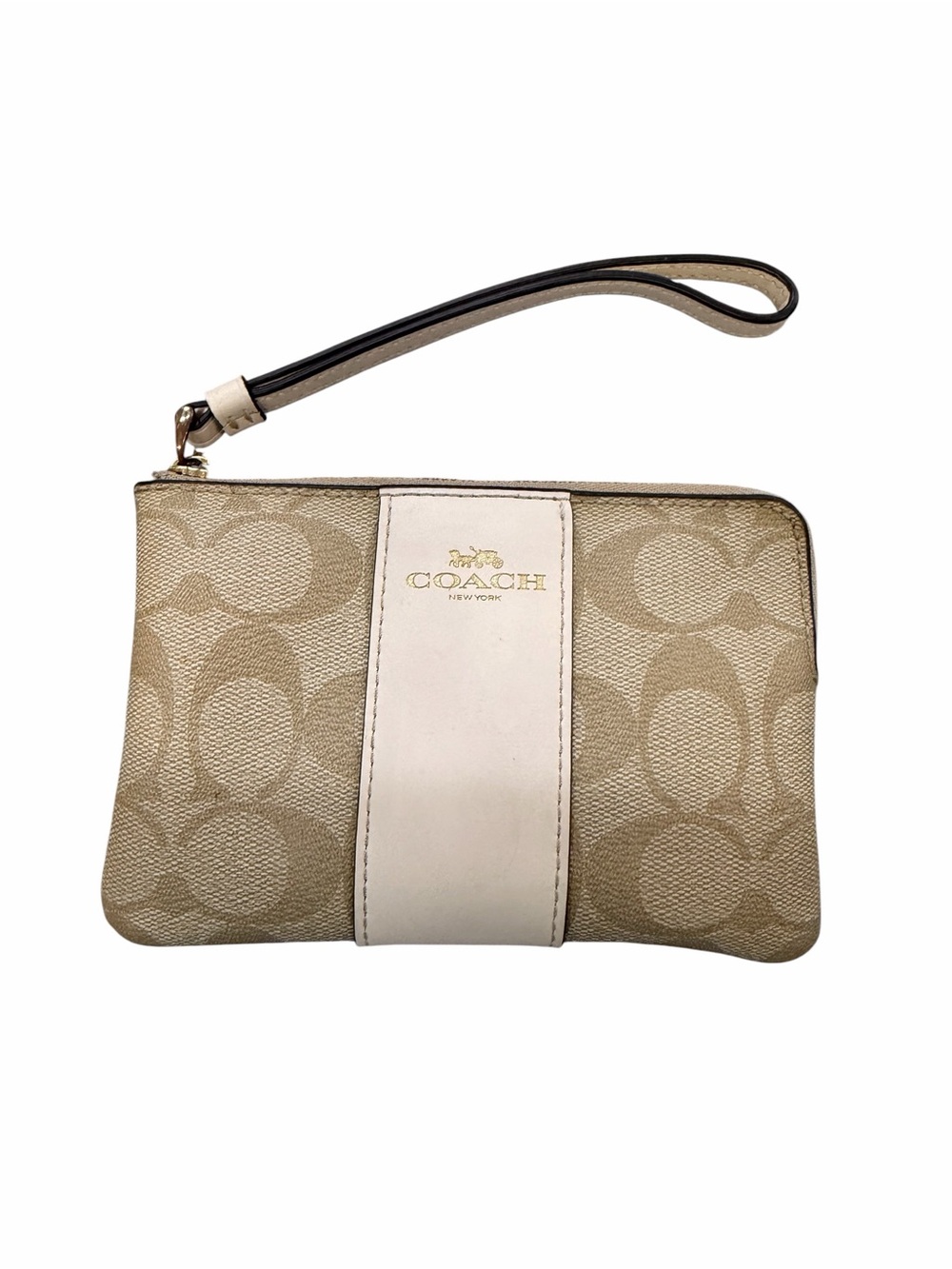 Coach Canvas Wristlet in Khaki and Chalk